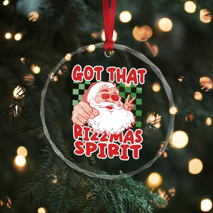 Funny Santa Rizz Xmas Crystal Glass Ornament Got That Rizzmas Spirit Retro Groovy TS02 Print Your Wear