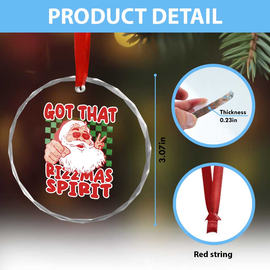 Funny Santa Rizz Xmas Crystal Glass Ornament Got That Rizzmas Spirit Retro Groovy TS02 Print Your Wear