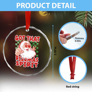 Funny Santa Rizz Xmas Crystal Glass Ornament Got That Rizzmas Spirit Retro Groovy TS02 Print Your Wear