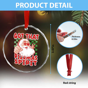 Funny Santa Rizz Xmas Crystal Glass Ornament Got That Rizzmas Spirit Retro Groovy TS02 Print Your Wear