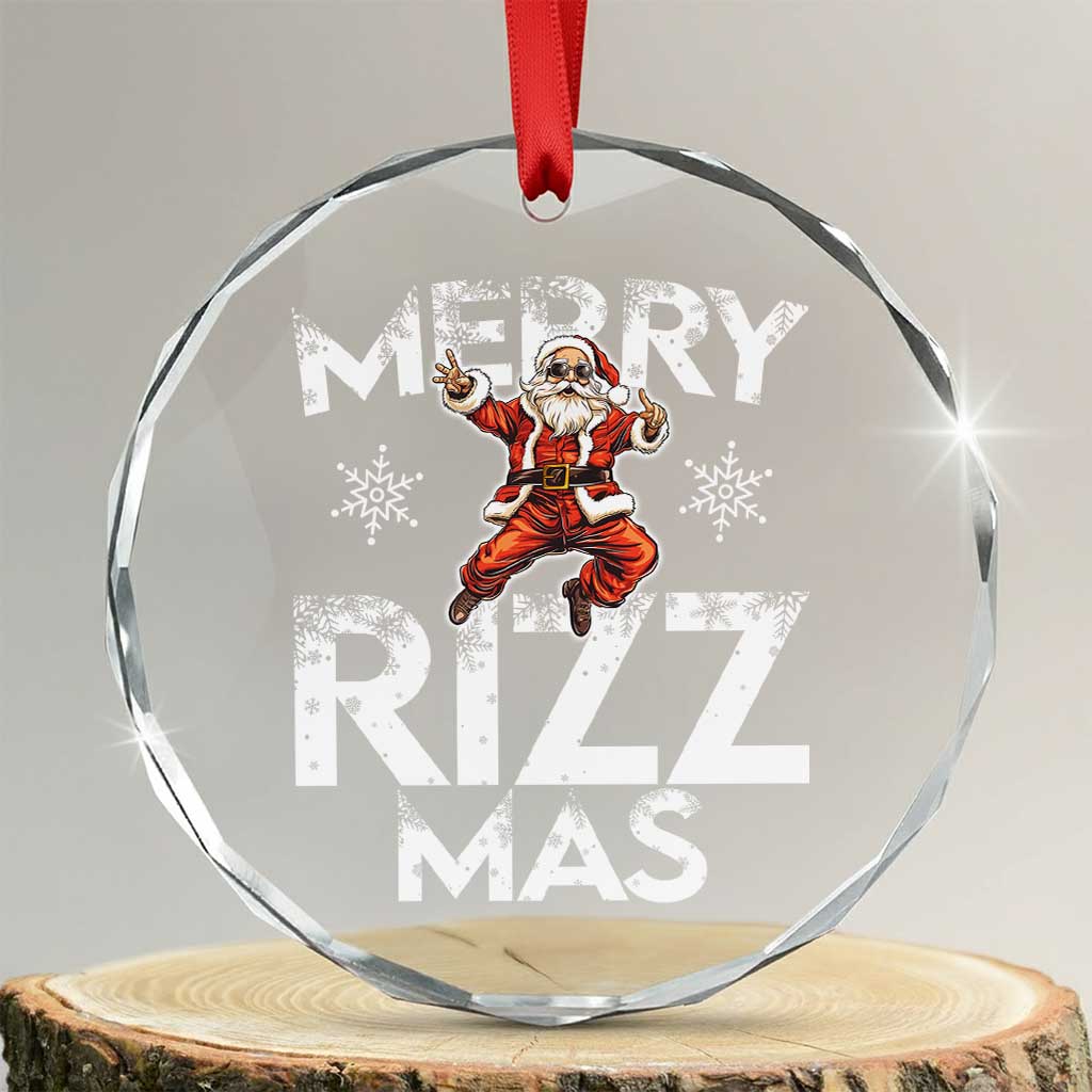 Funny Santa Rizz Xmas Crystal Glass Ornament Merry Rizz Mas Cool TS02 Transparent Glass 3'' Circle Print Your Wear
