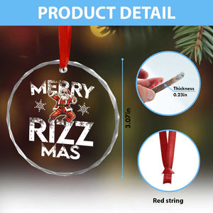 Funny Santa Rizz Xmas Crystal Glass Ornament Merry Rizz Mas Cool TS02 Print Your Wear