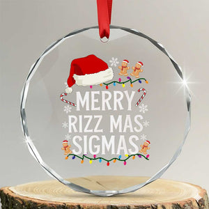 Funny Santa Rizz Xmas Crystal Glass Ornament Merry Rizzmas Sigmas TS02 Transparent Glass 3'' Circle Print Your Wear