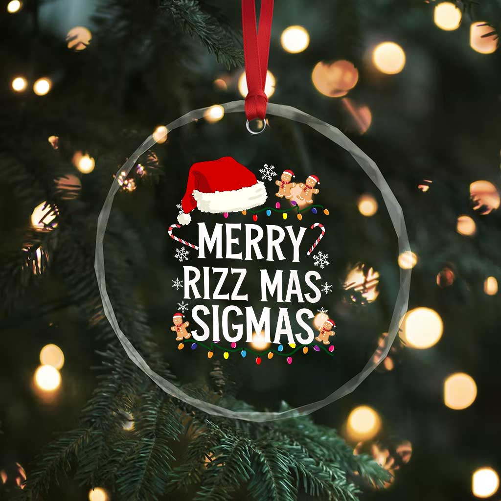 Funny Santa Rizz Xmas Crystal Glass Ornament Merry Rizzmas Sigmas TS02 Print Your Wear