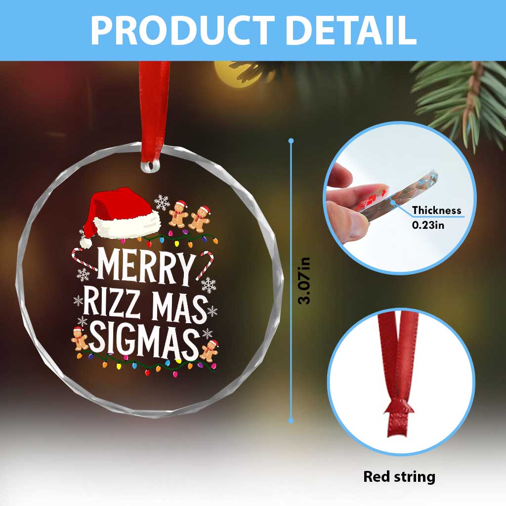 Funny Santa Rizz Xmas Crystal Glass Ornament Merry Rizzmas Sigmas TS02 Print Your Wear
