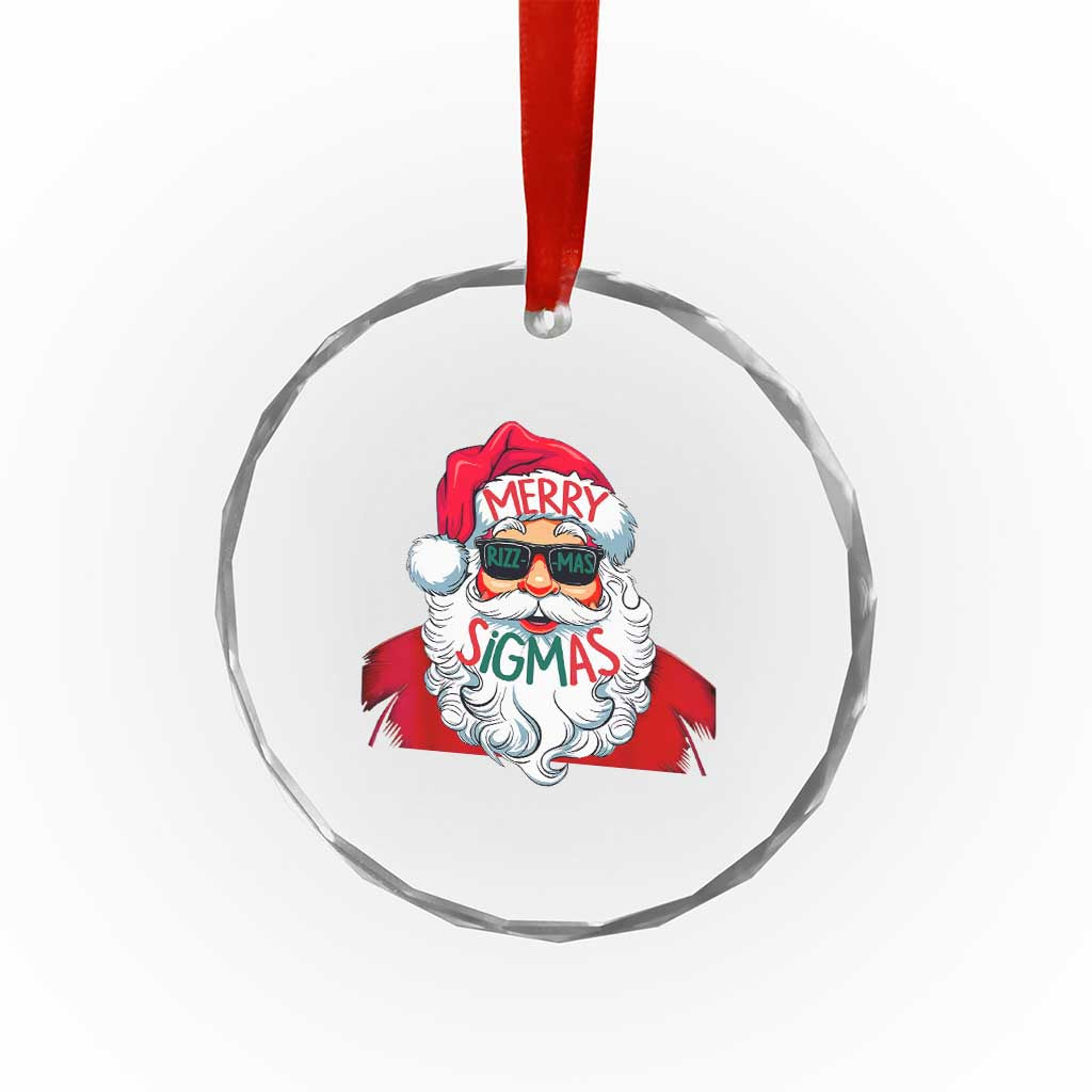 Funny Santa Rizz Xmas Crystal Glass Ornament Merry Rizzmas Sigmas Xmas Gen Alpha Middle School TS02 Print Your Wear