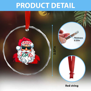 Funny Santa Rizz Xmas Crystal Glass Ornament Merry Rizzmas Sigmas Xmas Gen Alpha Middle School TS02 Print Your Wear
