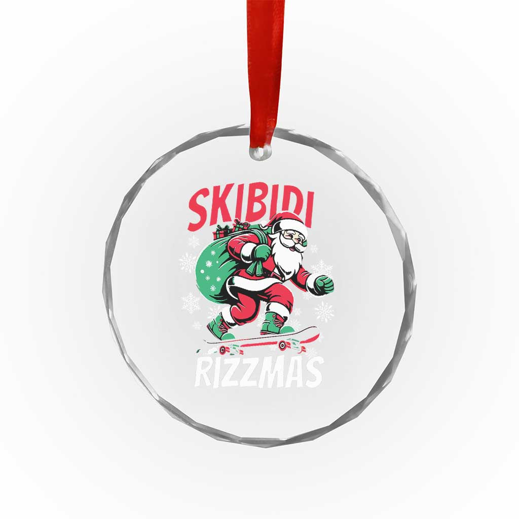 Funny Santa Rizz Xmas Crystal Glass Ornament Retro Skibidi Rizzmas Claus Skating Board Xmas TS02 Print Your Wear