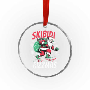 Funny Santa Rizz Xmas Crystal Glass Ornament Retro Skibidi Rizzmas Claus Skating Board Xmas TS02 Print Your Wear