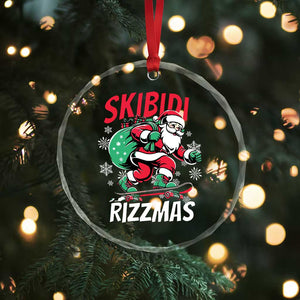 Funny Santa Rizz Xmas Crystal Glass Ornament Retro Skibidi Rizzmas Claus Skating Board Xmas TS02 Print Your Wear