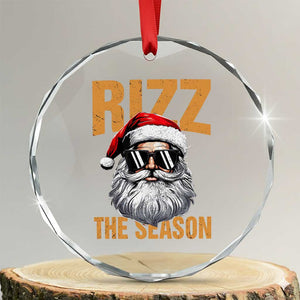 Funny Santa Rizz Xmas Crystal Glass Ornament Rizz The Season TS02 Transparent Glass 3'' Circle Print Your Wear