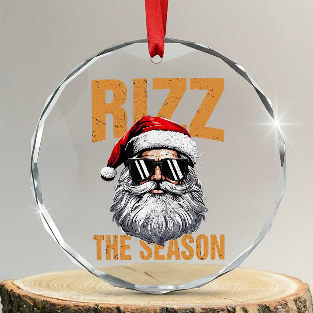 Funny Santa Rizz Xmas Crystal Glass Ornament Rizz The Season TS02 Transparent Glass 3'' Circle Print Your Wear