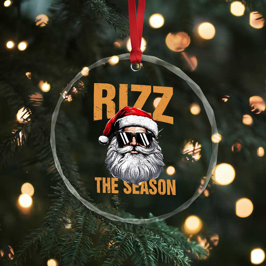 Funny Santa Rizz Xmas Crystal Glass Ornament Rizz The Season TS02 Print Your Wear