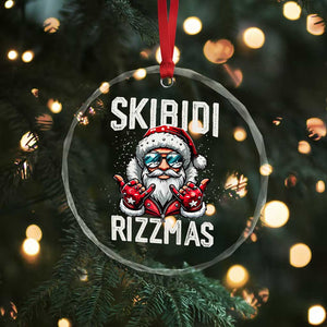 Funny Santa Rizz Xmas Crystal Glass Ornament Skibidi Rizzmas Gen Alpha Slang Cool Santa TS02 Print Your Wear