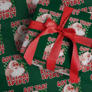 Funny Santa Rizz Xmas Wrapping Paper Roll Got That Rizzmas Spirit Retro Groovy TS02 Green Print Your Wear
