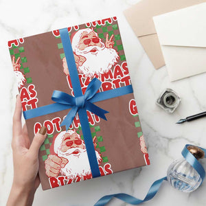 Funny Santa Rizz Xmas Wrapping Paper Roll Got That Rizzmas Spirit Retro Groovy TS02 Mocha Print Your Wear