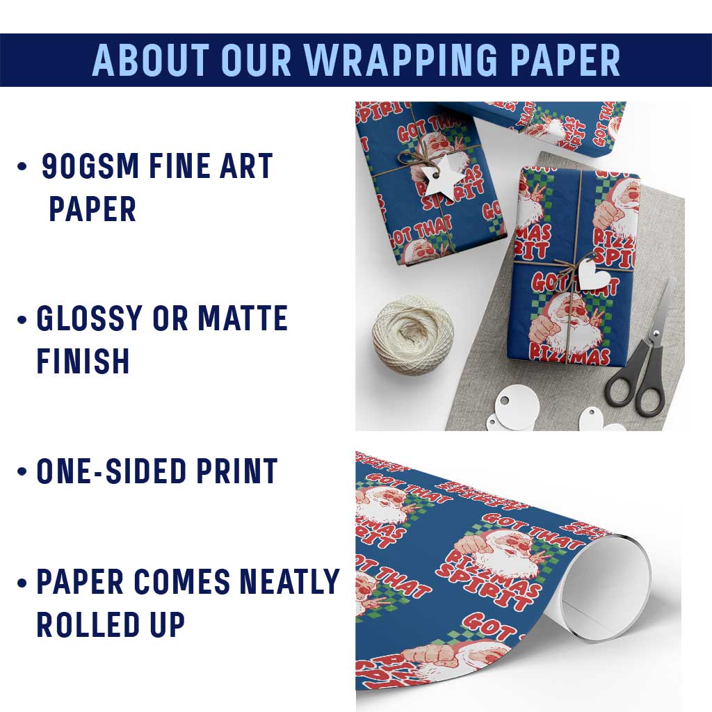 Funny Santa Rizz Xmas Wrapping Paper Roll Got That Rizzmas Spirit Retro Groovy TS02 Print Your Wear