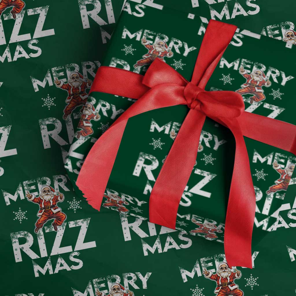 Funny Santa Rizz Xmas Wrapping Paper Roll Merry Rizz Mas Cool TS02 Green Print Your Wear
