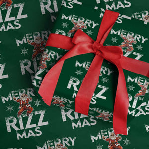 Funny Santa Rizz Xmas Wrapping Paper Roll Merry Rizz Mas Cool TS02 Green Print Your Wear