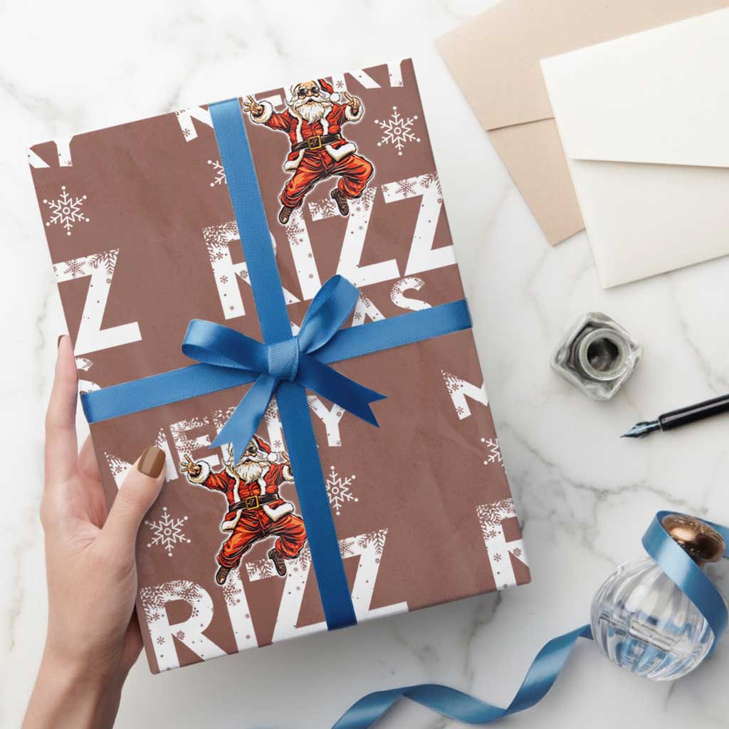 Funny Santa Rizz Xmas Wrapping Paper Roll Merry Rizz Mas Cool TS02 Mocha Print Your Wear