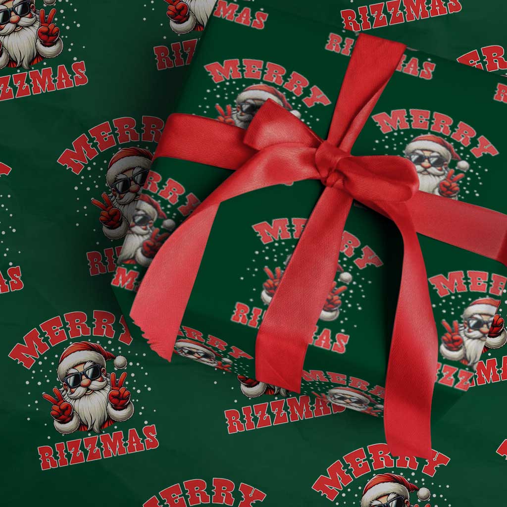 Funny Santa Rizz Xmas Wrapping Paper Roll Merry Rizzmas Claus Funny Xmas TS02 Green Print Your Wear