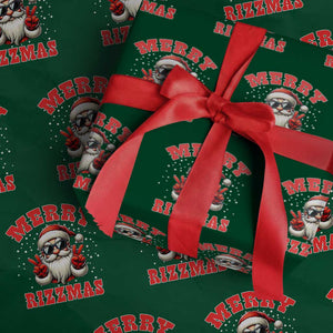 Funny Santa Rizz Xmas Wrapping Paper Roll Merry Rizzmas Claus Funny Xmas TS02 Green Print Your Wear