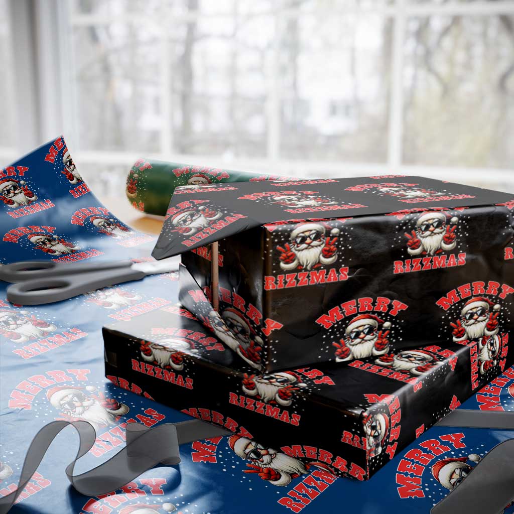 Funny Santa Rizz Xmas Wrapping Paper Roll Merry Rizzmas Claus Funny Xmas TS02 Black Print Your Wear