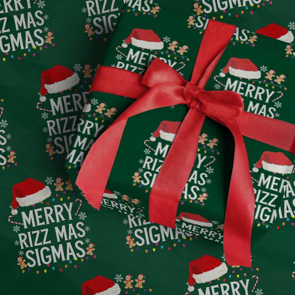 Funny Santa Rizz Xmas Wrapping Paper Roll Merry Rizzmas Sigmas TS02 Green Print Your Wear