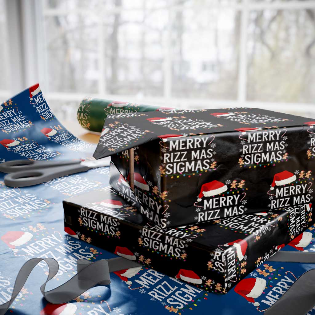 Funny Santa Rizz Xmas Wrapping Paper Roll Merry Rizzmas Sigmas TS02 Black Print Your Wear