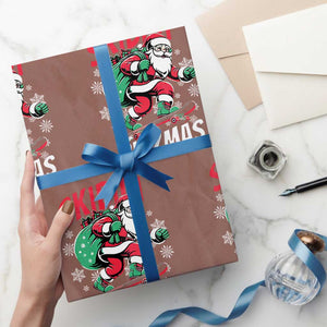 Funny Santa Rizz Xmas Wrapping Paper Roll Retro Skibidi Rizzmas Claus Skating Board Xmas TS02 Mocha Print Your Wear