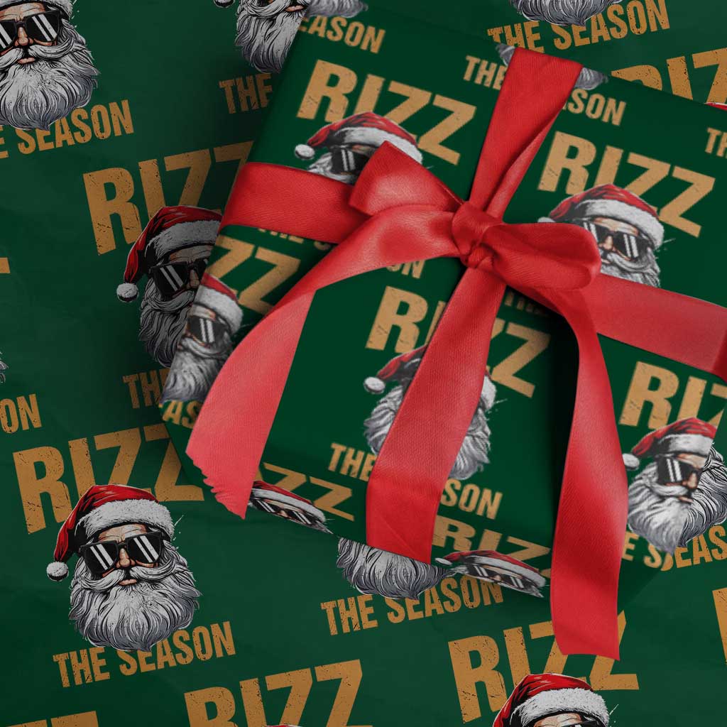 Funny Santa Rizz Xmas Wrapping Paper Roll Rizz The Season TS02 Green Print Your Wear