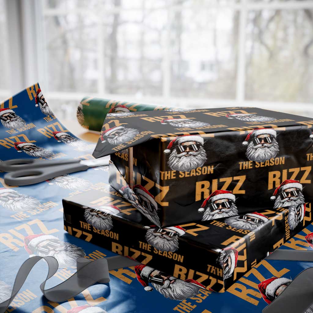 Funny Santa Rizz Xmas Wrapping Paper Roll Rizz The Season TS02 Black Print Your Wear