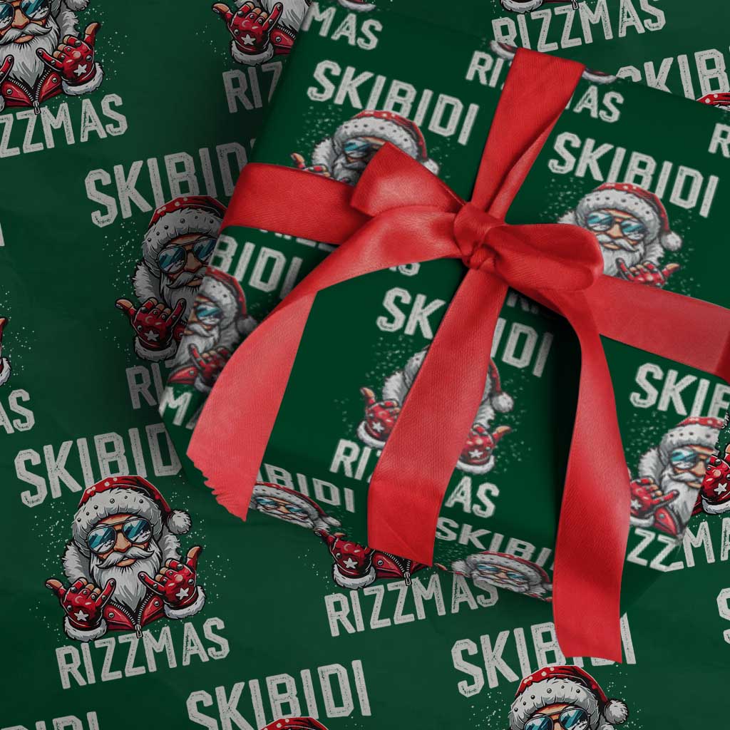 Funny Santa Rizz Xmas Wrapping Paper Roll Skibidi Rizzmas Gen Alpha Slang Cool Santa TS02 Green Print Your Wear