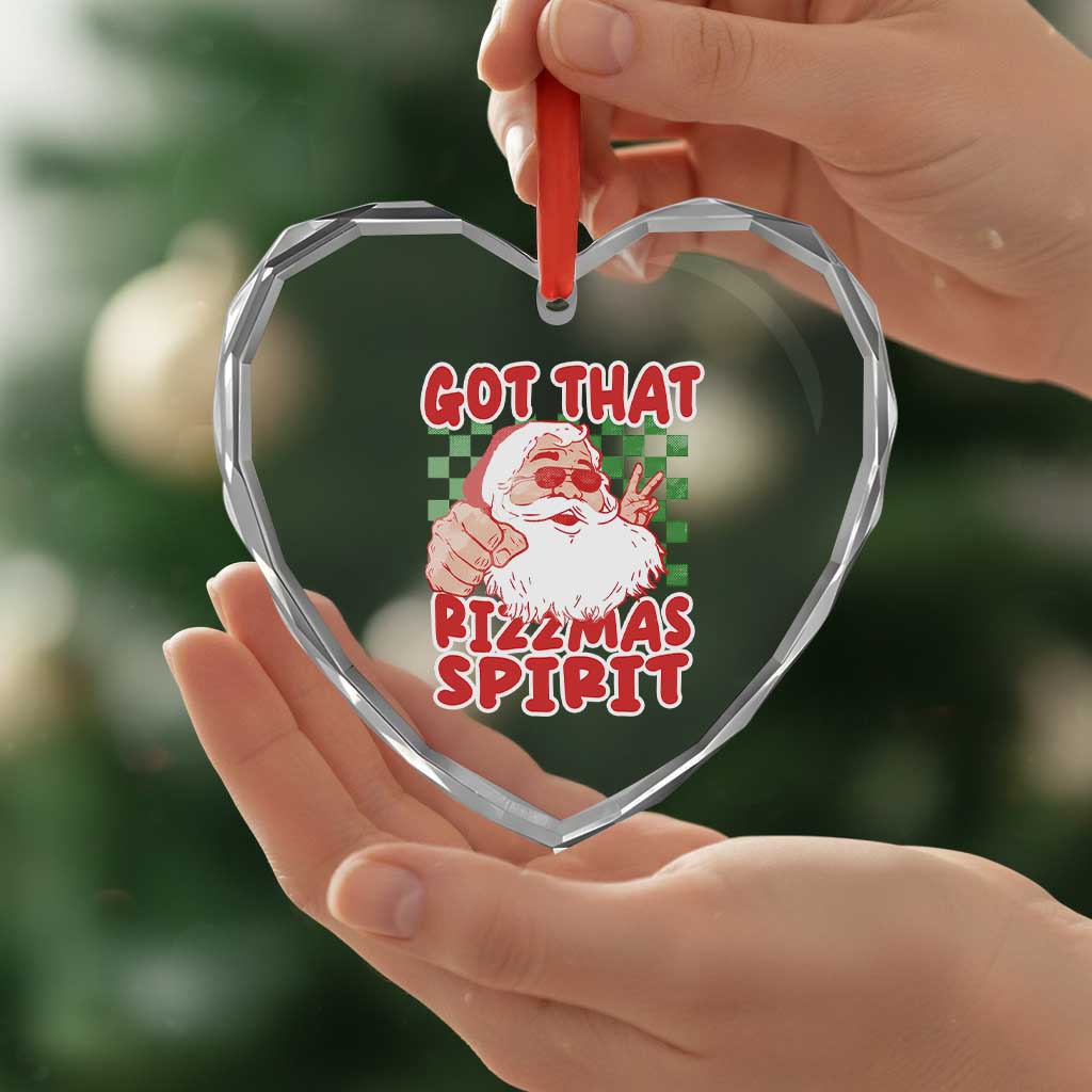Funny Santa Rizz Xmas Heart Crystal Glass Ornament Got That Rizzmas Spirit Retro Groovy TS02 Print Your Wear