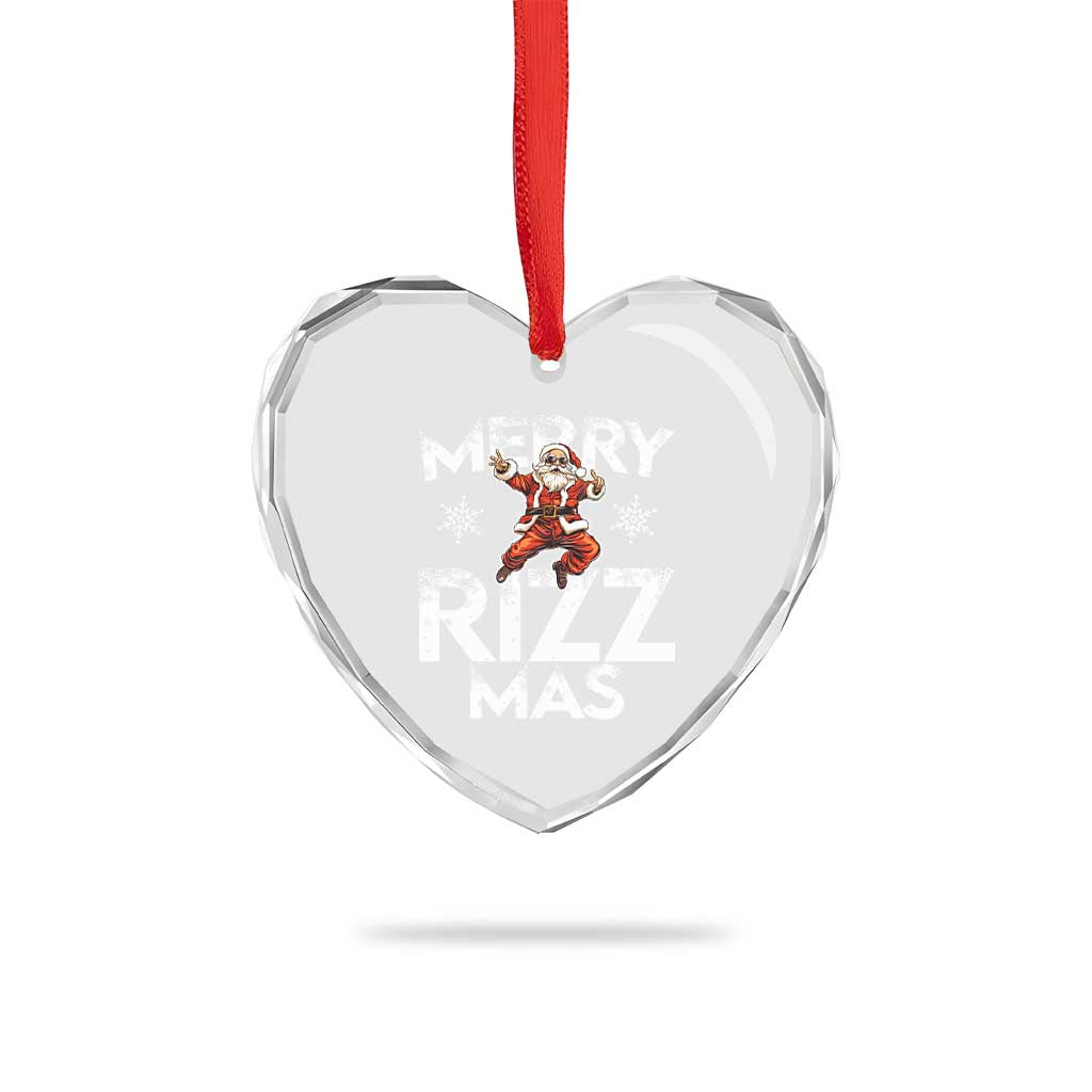 Funny Santa Rizz Xmas Heart Crystal Glass Ornament Merry Rizz Mas Cool TS02 Print Your Wear
