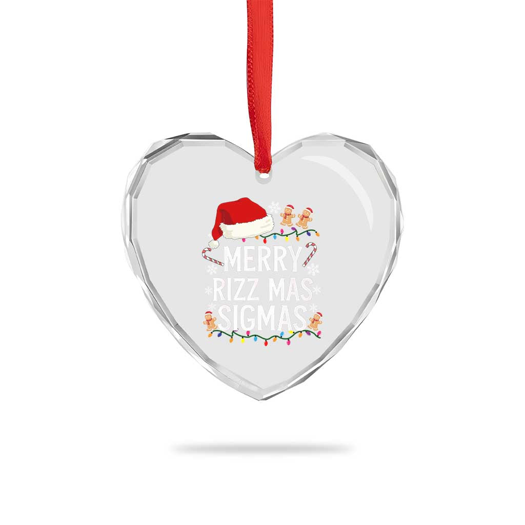 Funny Santa Rizz Xmas Heart Crystal Glass Ornament Merry Rizzmas Sigmas TS02 Print Your Wear