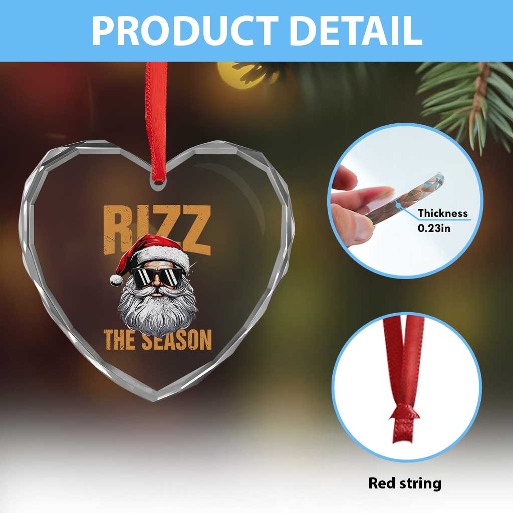 Funny Santa Rizz Xmas Heart Crystal Glass Ornament Rizz The Season TS02 Print Your Wear