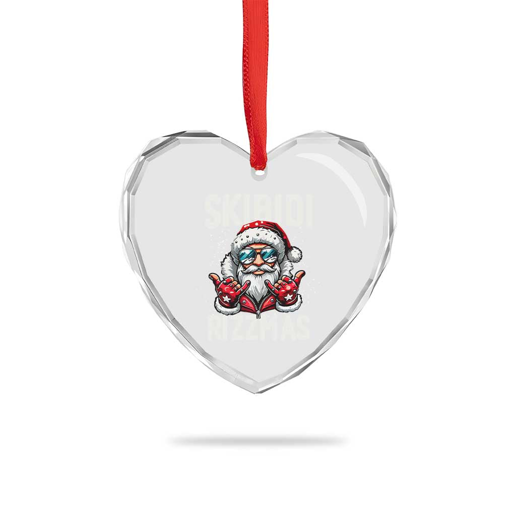Funny Santa Rizz Xmas Heart Crystal Glass Ornament Skibidi Rizzmas Gen Alpha Slang Cool Santa TS02 Print Your Wear