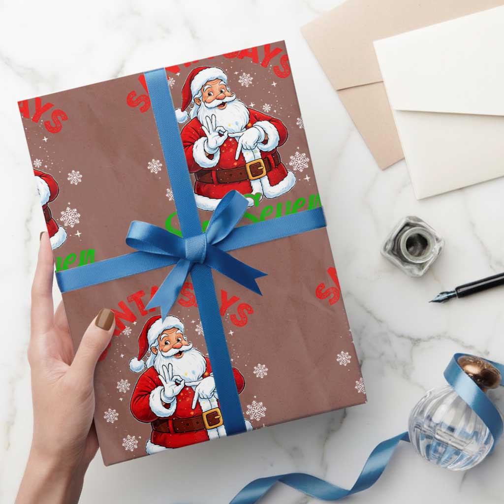 Funny Santa Says Six Seven Wrapping Paper Roll Xmas 67 Meme Santa Gen Alpha Slang TS11 Mocha Print Your Wear