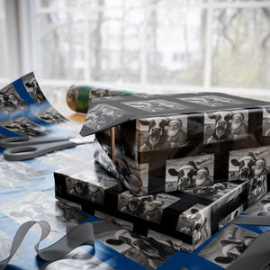 Funny Santa Selfie with Cow Xmas Wrapping Paper Roll TS14 Black Print Your Wear