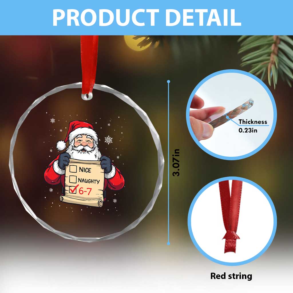 Funny Santa Six Seven Meme Crystal Glass Ornament Gen Z Christmas Gift TS12 Print Your Wear
