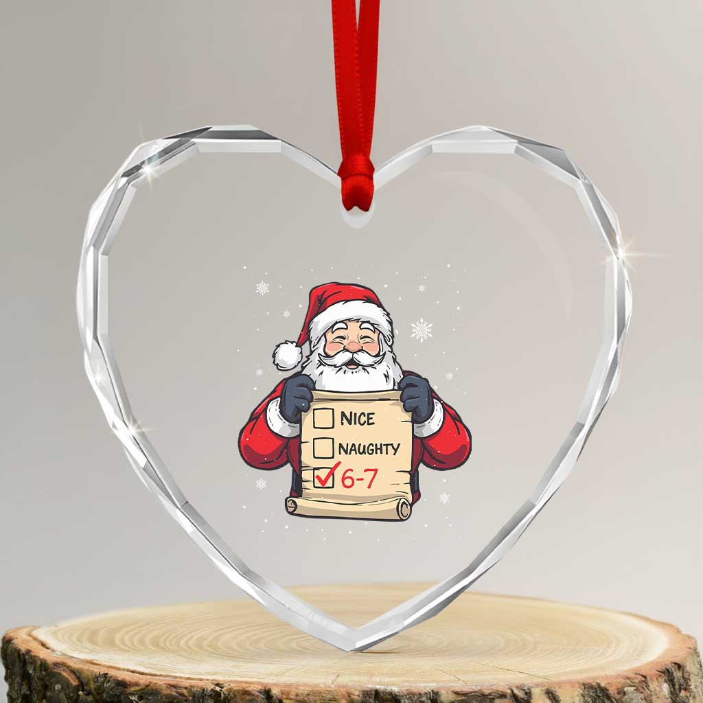 Funny Santa Six Seven Meme Heart Crystal Glass Ornament Gen Z Christmas Gift TS12 Transparent Glass 3'' Heart Print Your Wear