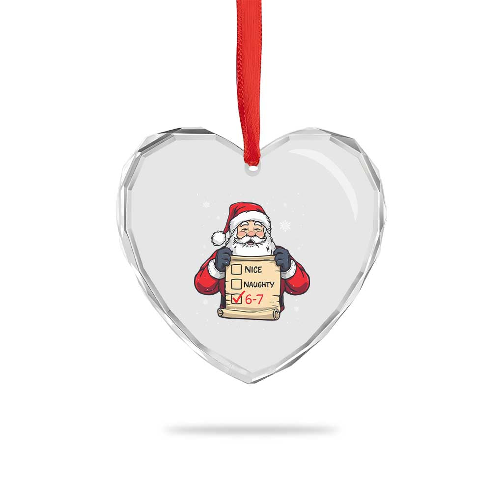 Funny Santa Six Seven Meme Heart Crystal Glass Ornament Gen Z Christmas Gift TS12 Print Your Wear