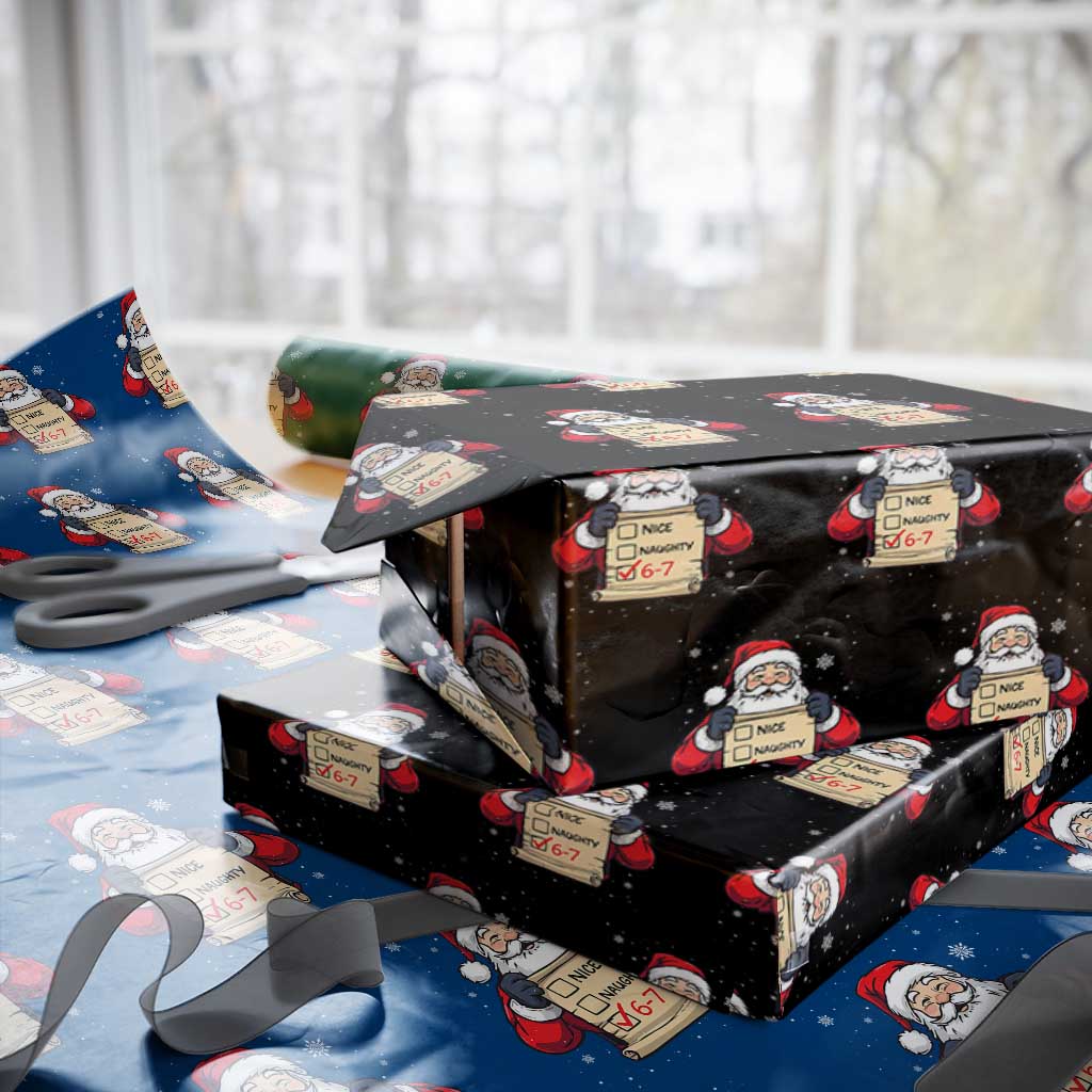 Funny Santa Six Seven Meme Wrapping Paper Roll Gen Z Christmas Gift TS12 Black Print Your Wear