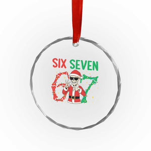 Funny Santa Skeleton Says Six Seven Crystal Glass Ornament Christmas Meme Gift TS12 Print Your Wear
