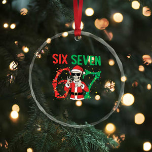 Funny Santa Skeleton Says Six Seven Crystal Glass Ornament Christmas Meme Gift TS12 Print Your Wear