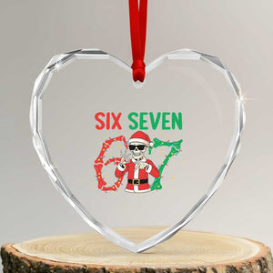 Funny Santa Skeleton Says Six Seven Heart Crystal Glass Ornament Christmas Meme Gift TS12 Transparent Glass 3'' Heart Print Your Wear