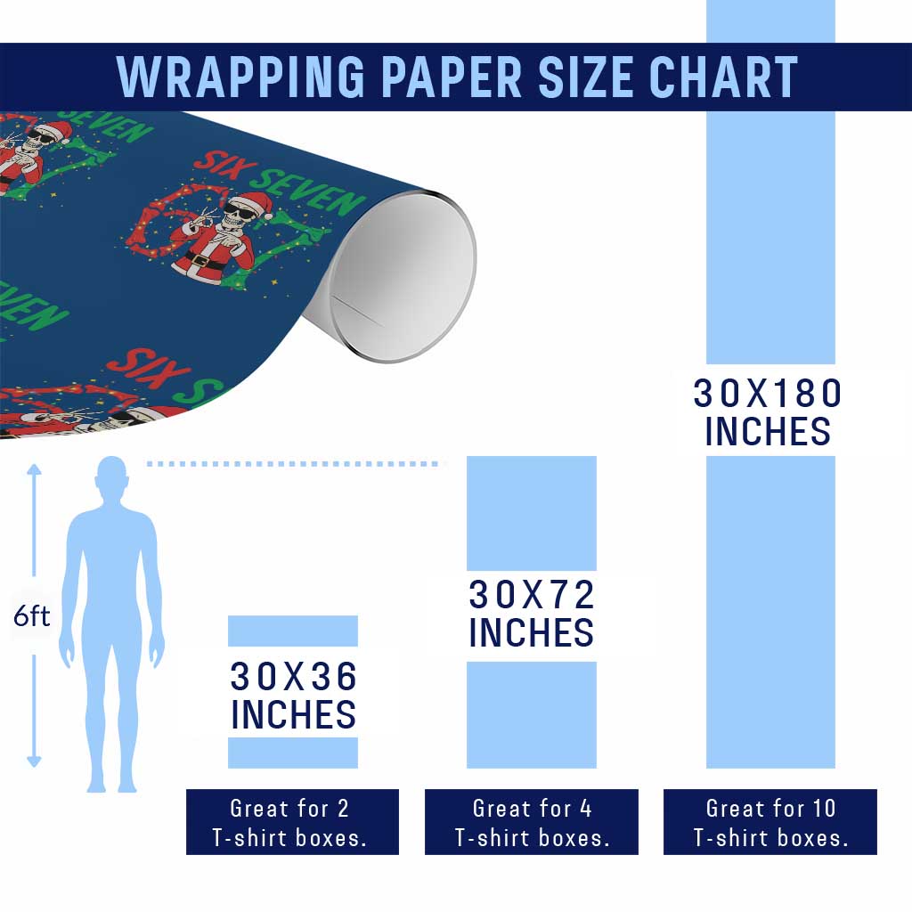 Funny Santa Skeleton Says Six Seven Wrapping Paper Roll Christmas Meme Gift TS12 Print Your Wear
