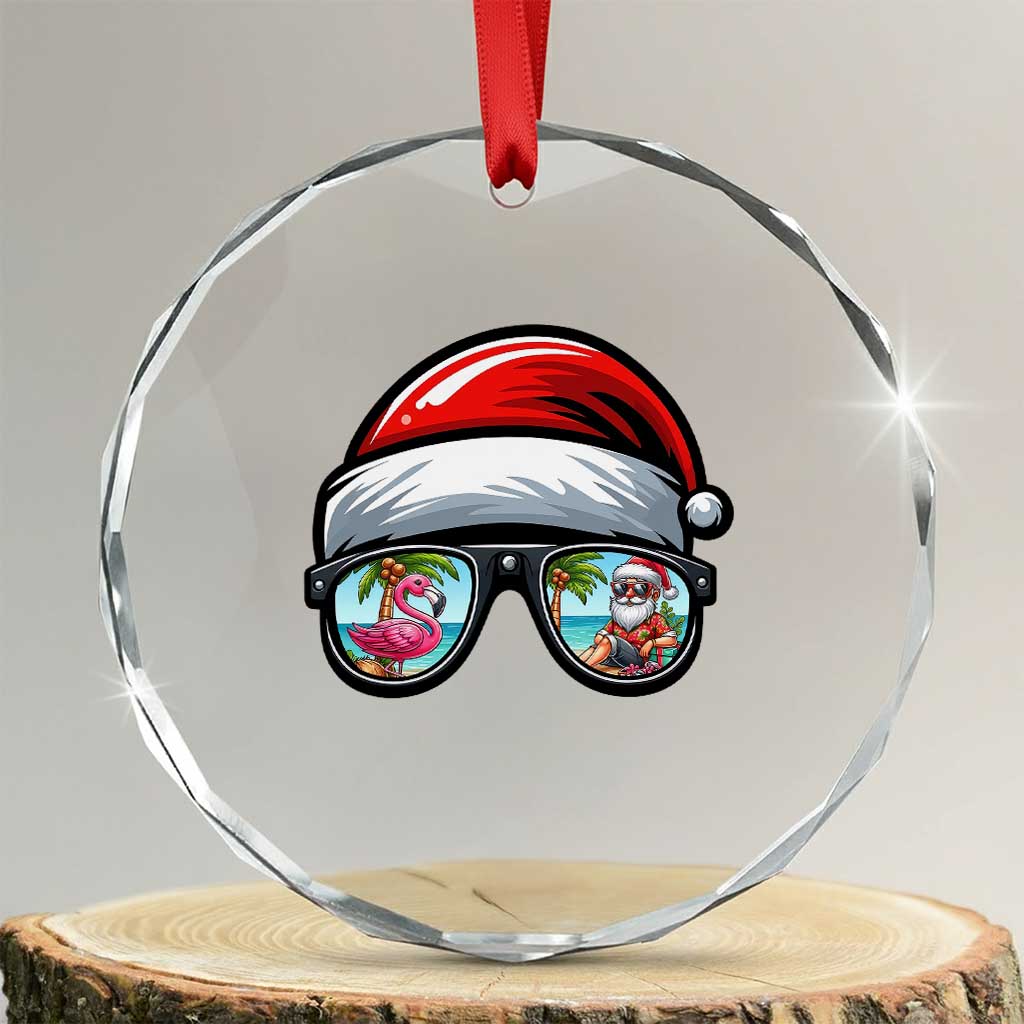 Funny Santa Sunglasses Crystal Glass Ornament Beach Christmas Vacation Graphic TS12 Transparent Glass 3'' Circle Print Your Wear
