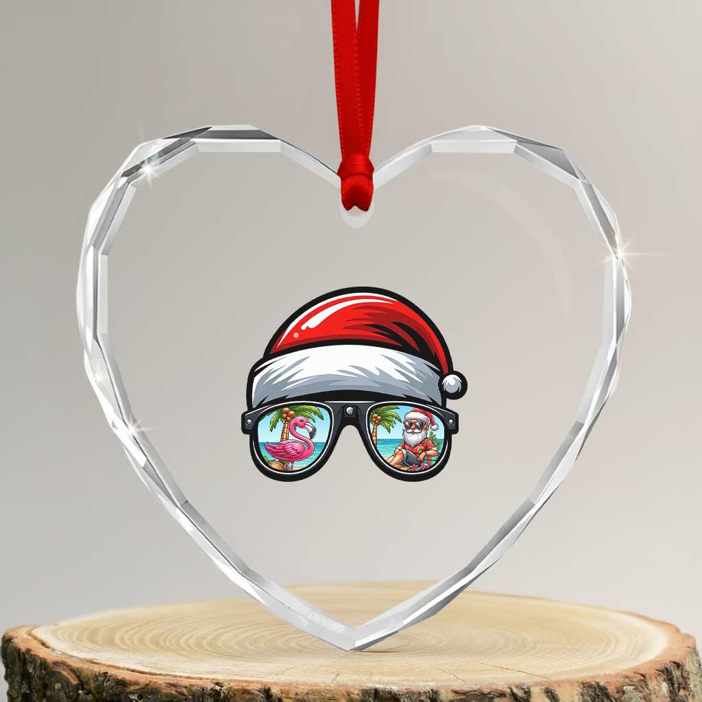 Funny Santa Sunglasses Heart Crystal Glass Ornament Beach Christmas Vacation Graphic TS12 Transparent Glass 3'' Heart Print Your Wear